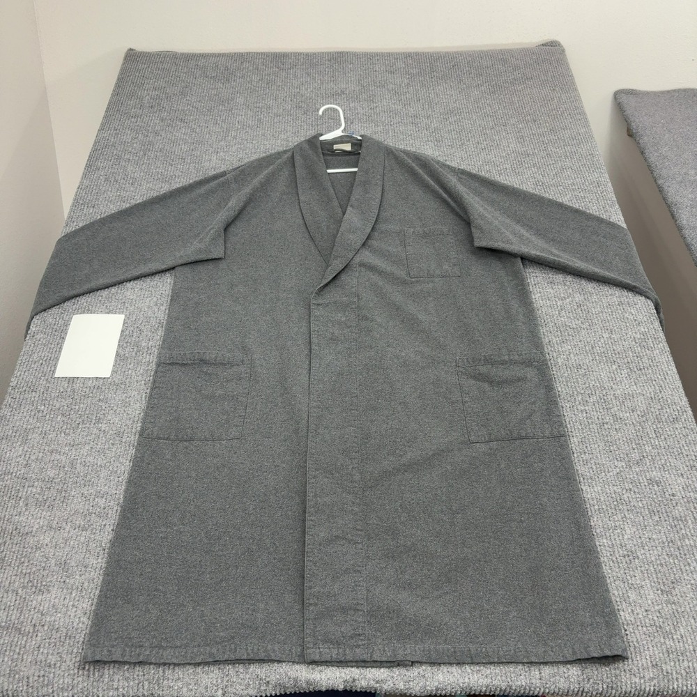 L.L.Bean Robe Mens XL Grey Cotton Shawl Collar Pockets Classic Loungewear Style